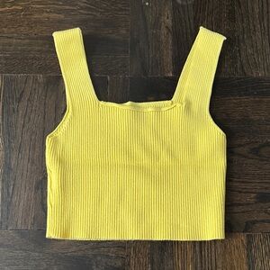 SHEIN Used Yellow Ribbed Women's Tank Top Size S